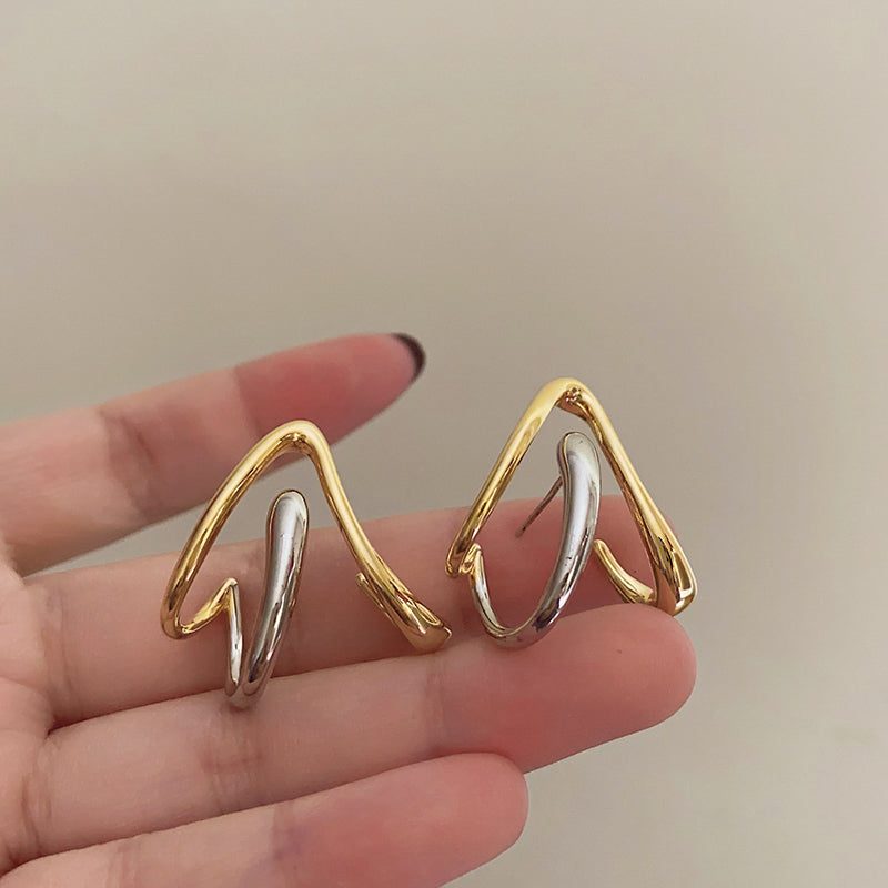 Sabella Abstract Gold-Silver Earrings [71U0N01X]