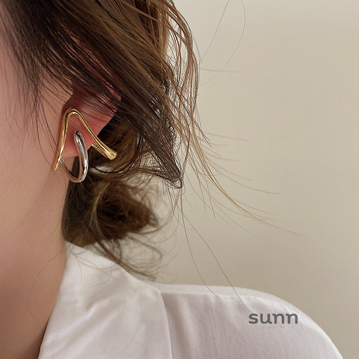 Sabella Abstract Gold-Silver Earrings [65S50R6Y]