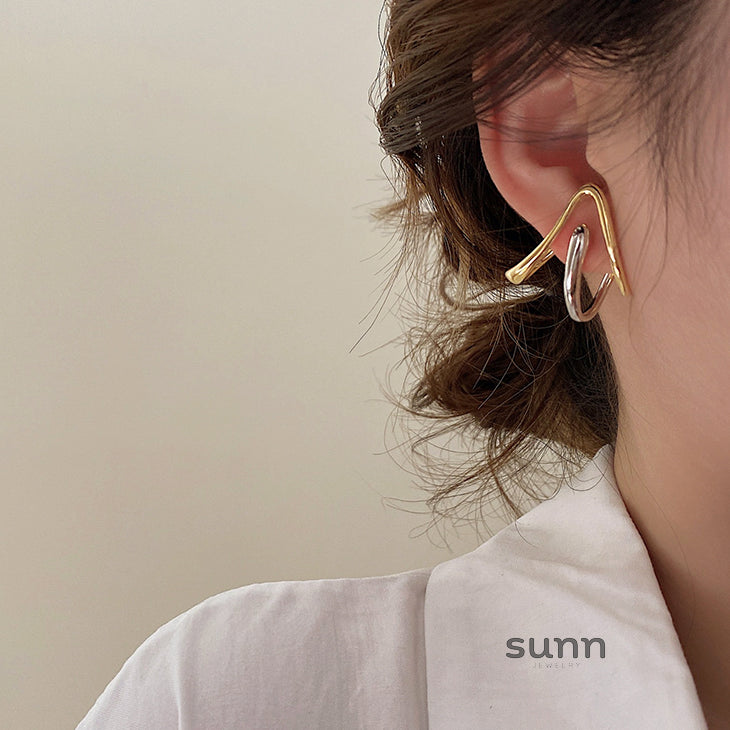 Sabella Abstract Gold-Silver Earrings [RMXNUEYB]