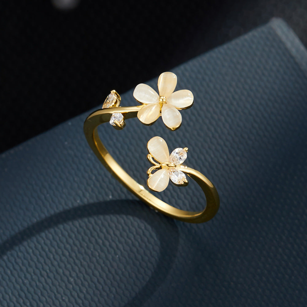 Sade Floral Cat Eye Ring [JNZVYTT4]