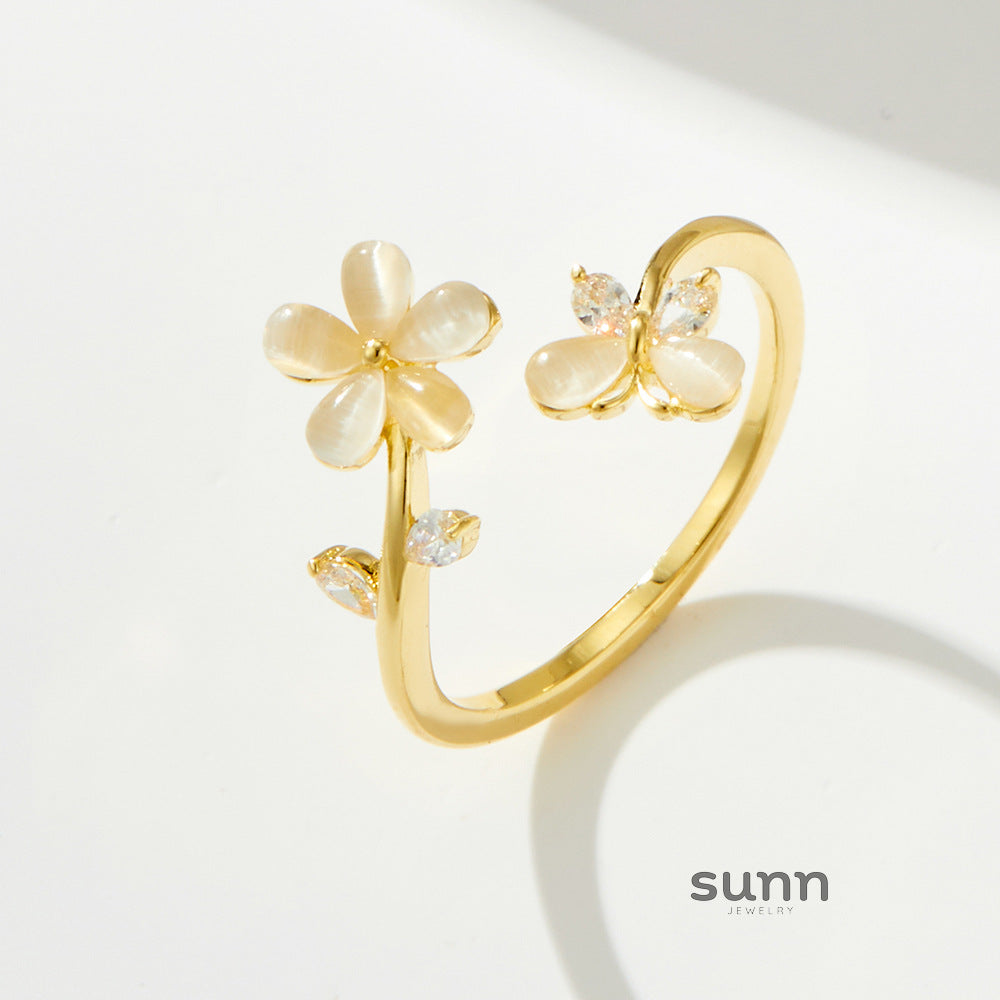 Sade Floral Cat Eye Ring [MXSZG1OS]