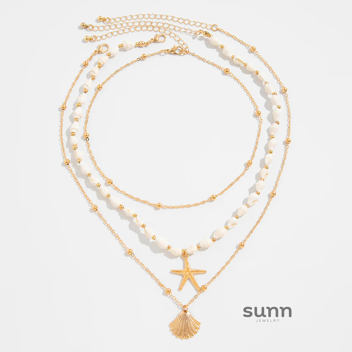 Sadee Golden Shell Necklace Set