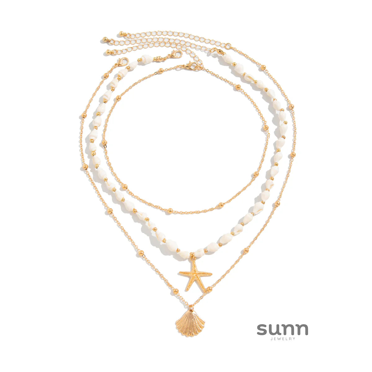 Sadee Golden Shell Necklace Set