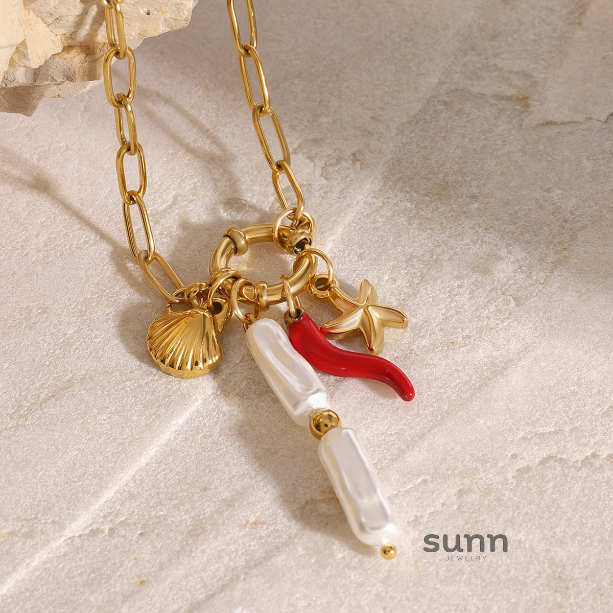 Sadia Starfish Pearl Layered Necklace [6HUW539U]