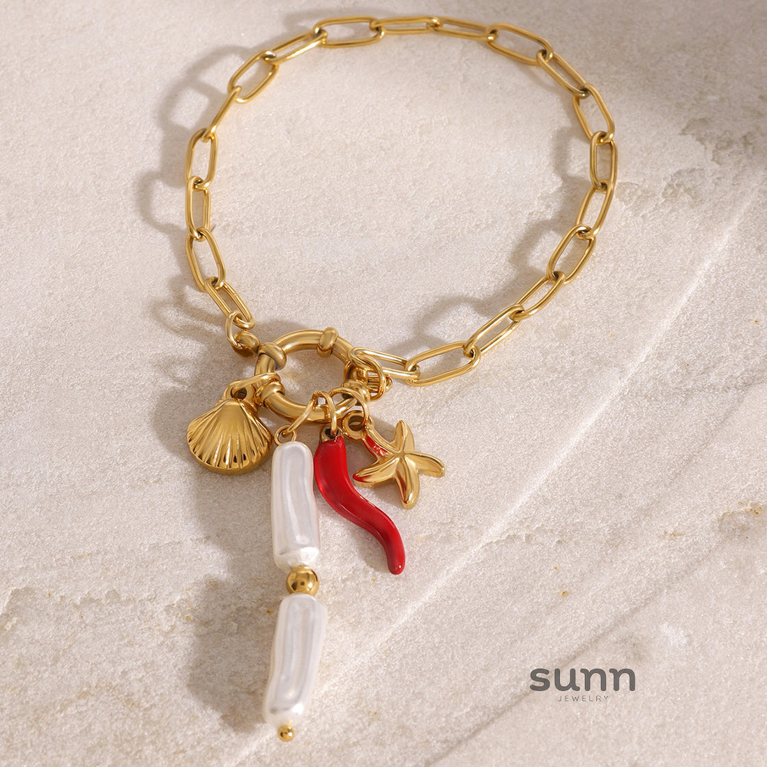 Sadia Starfish Pearl Layered Necklace [7VU66DOL]