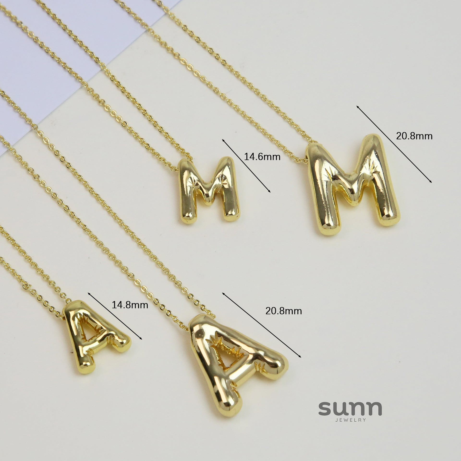 Saffron Puffy Initial Necklace [8SMBXINJ]
