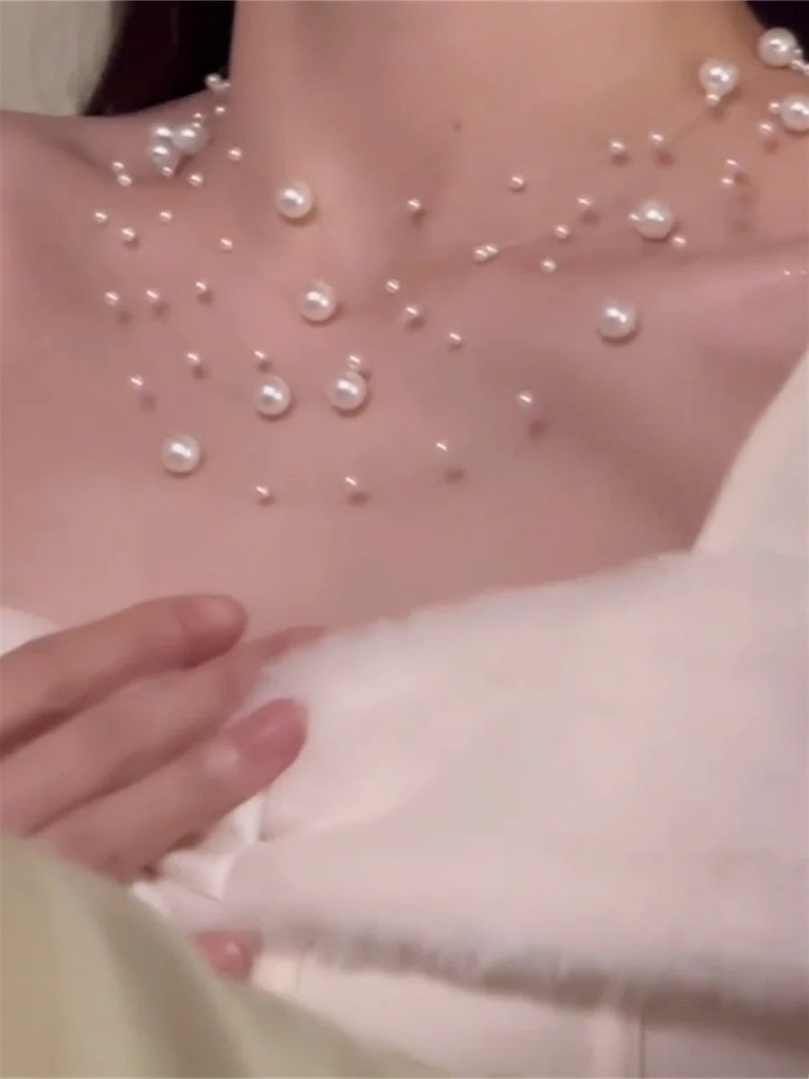 Sahar Starry Pearl Choker Necklace