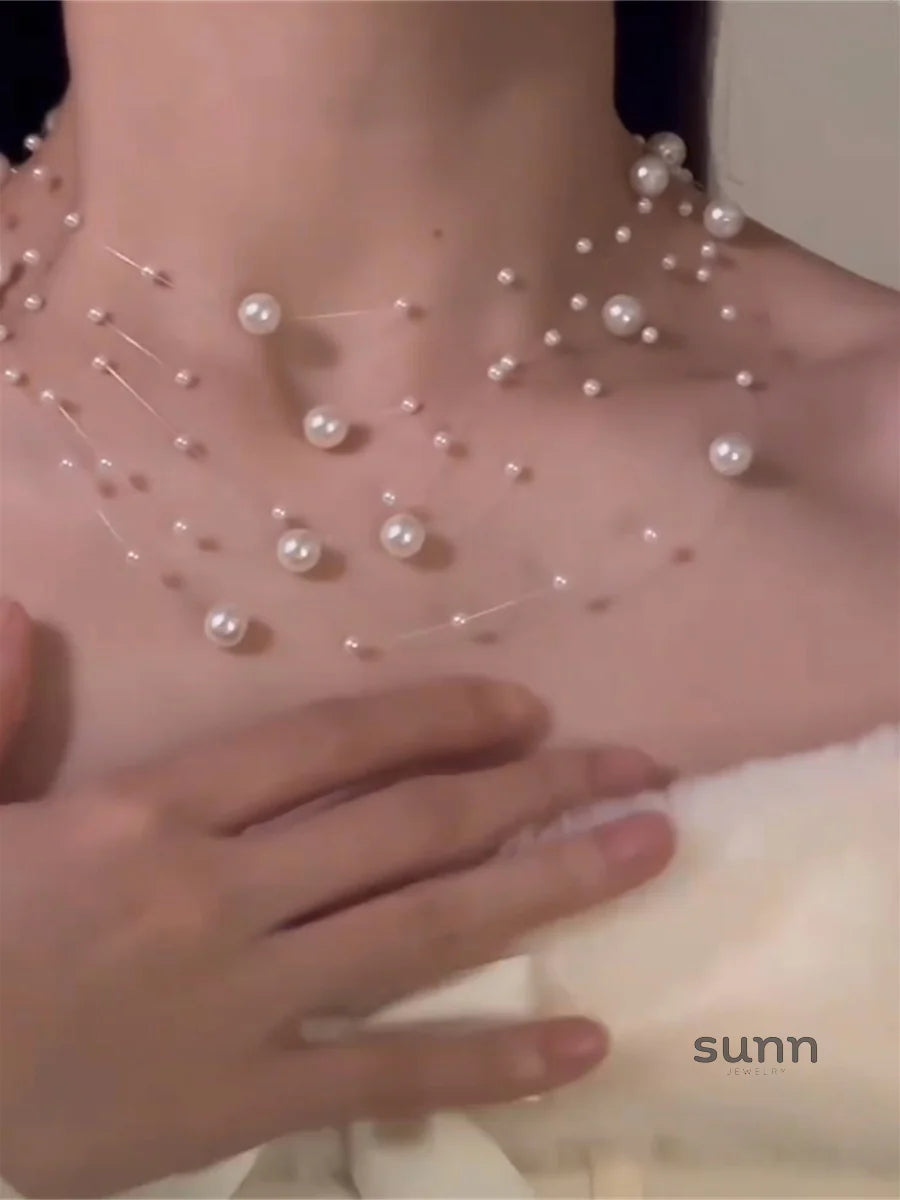 Sahar Starry Pearl Choker Necklace