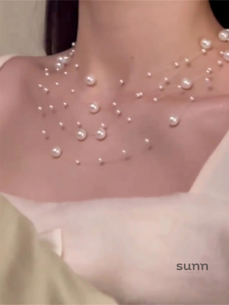Sahar Starry Pearl Choker Necklace