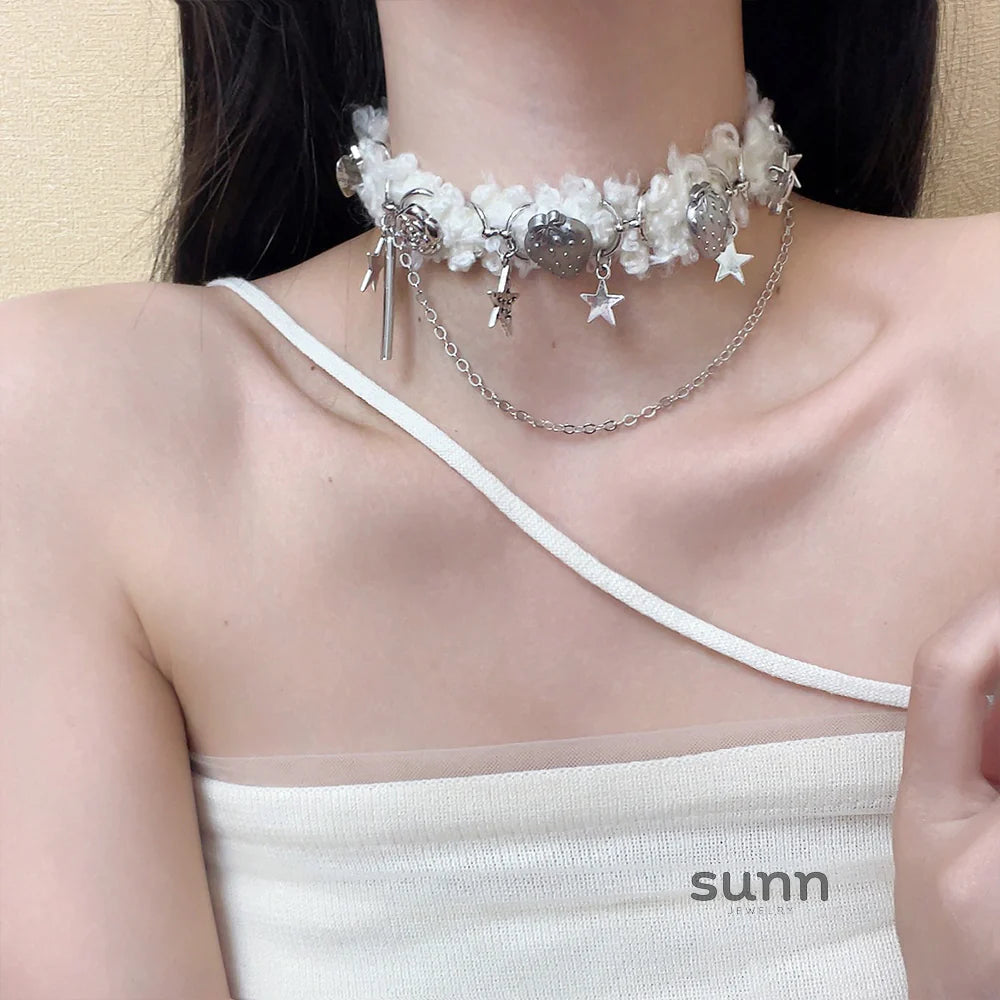 Sahasra Plush Strawberry Choker