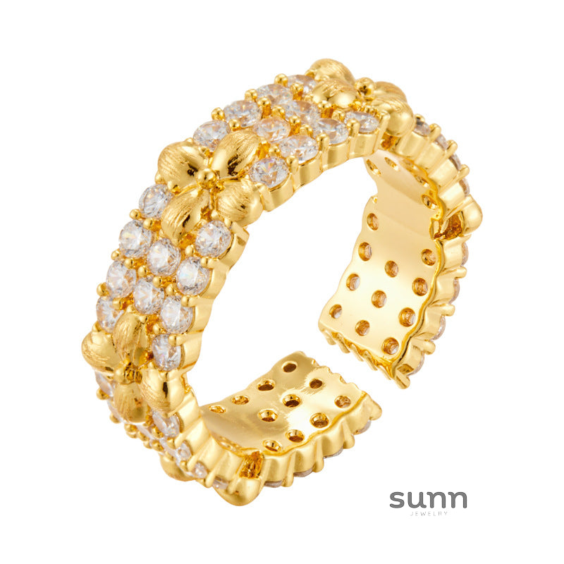 Salome Delicate Floral Open Ring [B4FTT5EM]