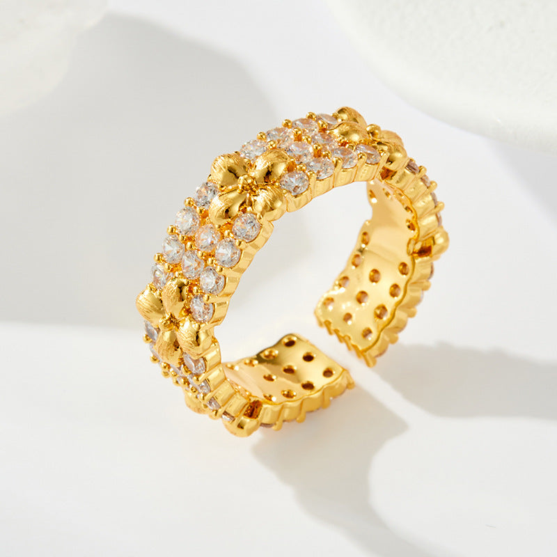Salome Delicate Floral Open Ring [4OWV63KF]