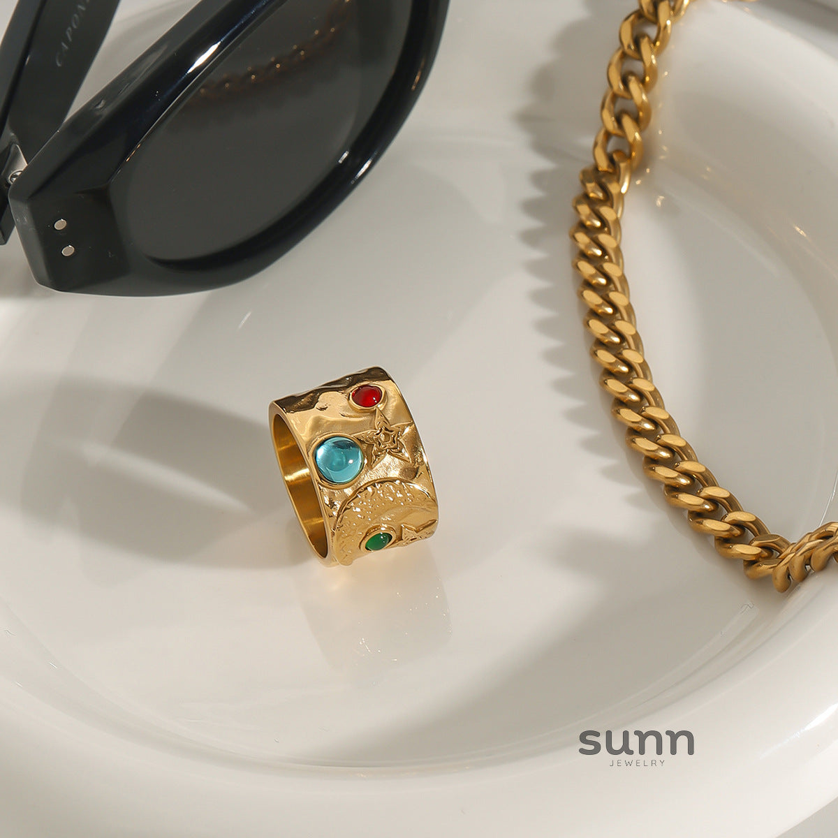 Samiah Geometric Band Ring [VFLRUB8G]