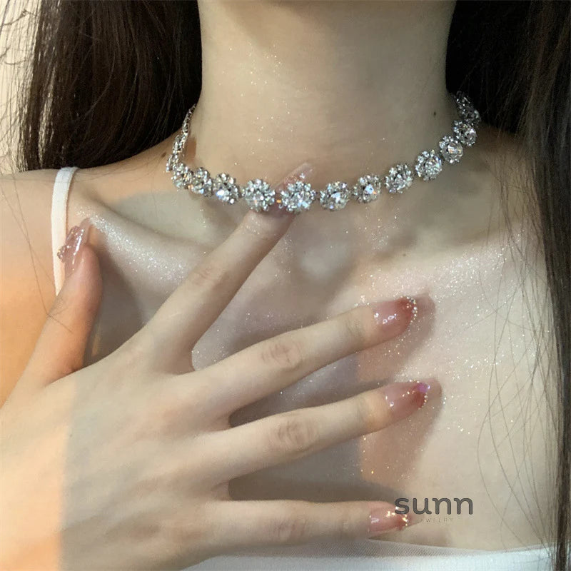 Sandy Rhinestone Choker Necklace