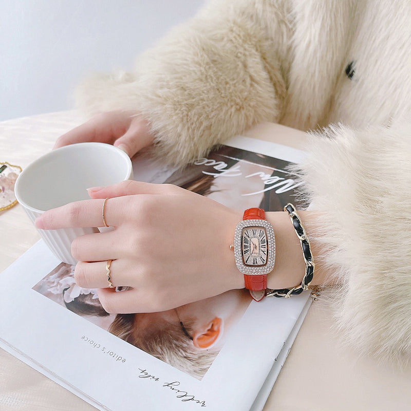Santana Oval Rhinestone Watch [4NUFMNBR]