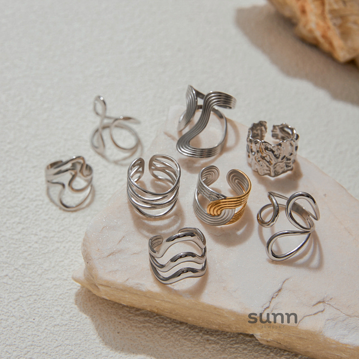 Sanvi Geometric Line Rings [ZO8CHU40]