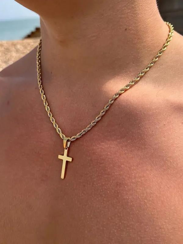 Sanvi Twist Chain Cross Necklace [JEXNC3J4]