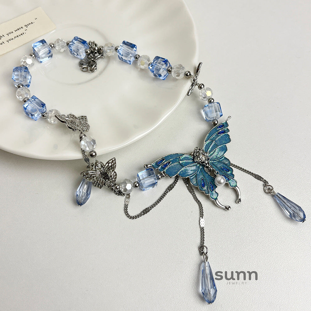 Sarayh Blue Crystal Butterfly Necklace [2WA6IPG6]
