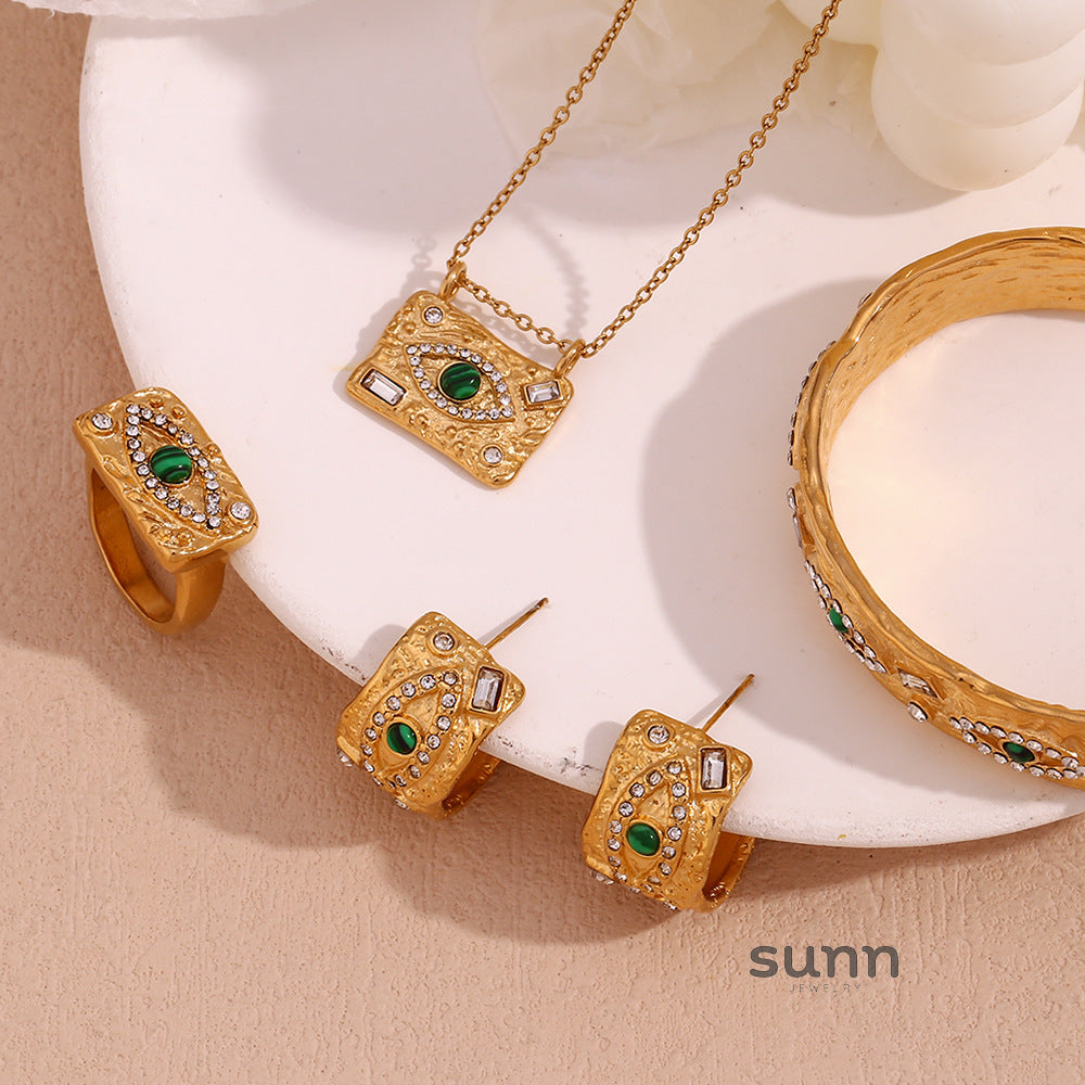 Sarena Malachite Eye Jewelry Set [7J3L1OAV]