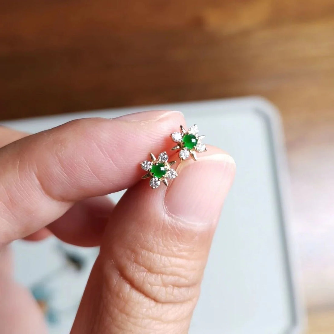 Savana Green Chalcedony Studs