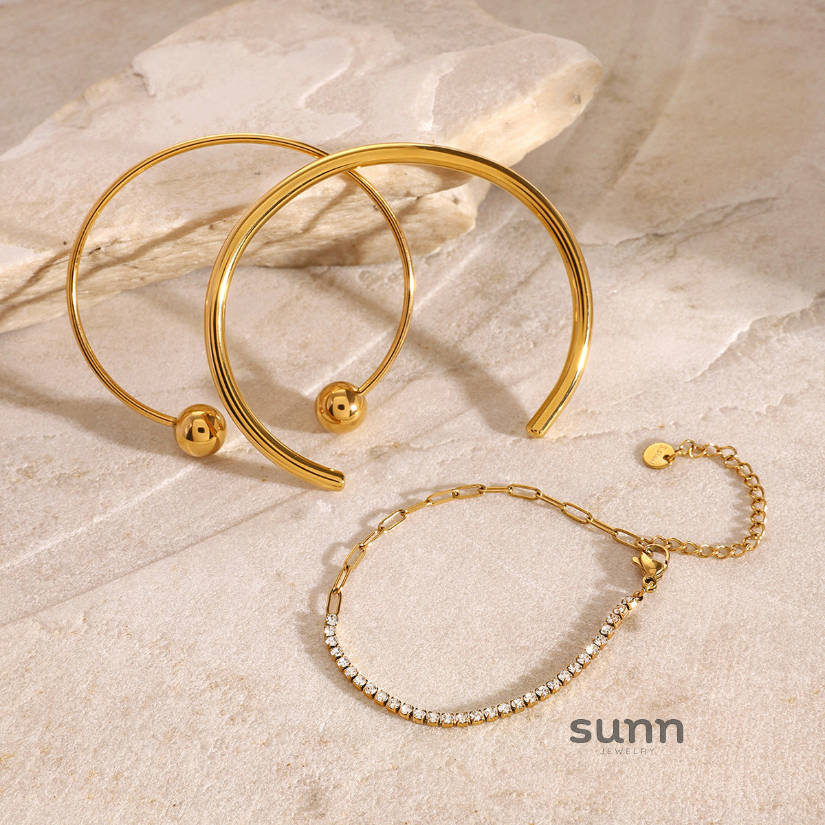 Savanna Zircon & Cuff Bracelets [LQAD2AL4]
