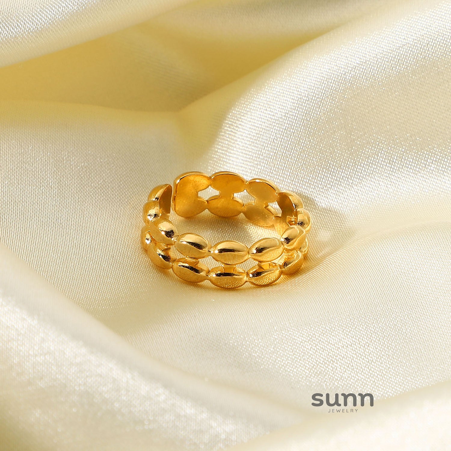 Savannah Double Oval Gold Ring [F8UZA86B]