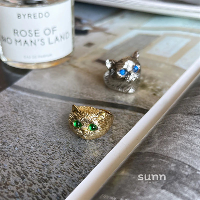 Savina Vintage Emerald Cat Ring
