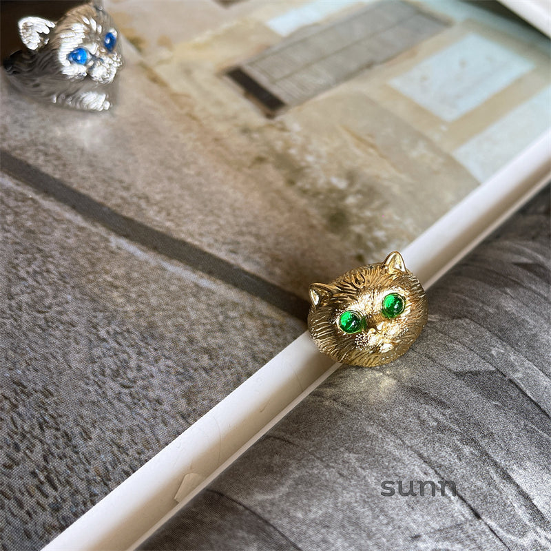 Savina Vintage Emerald Cat Ring