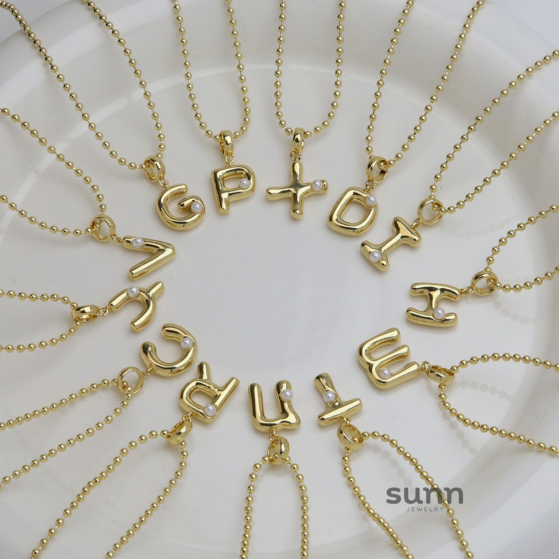 Savvy Bubble Initial Necklace [O8ADYDF7]