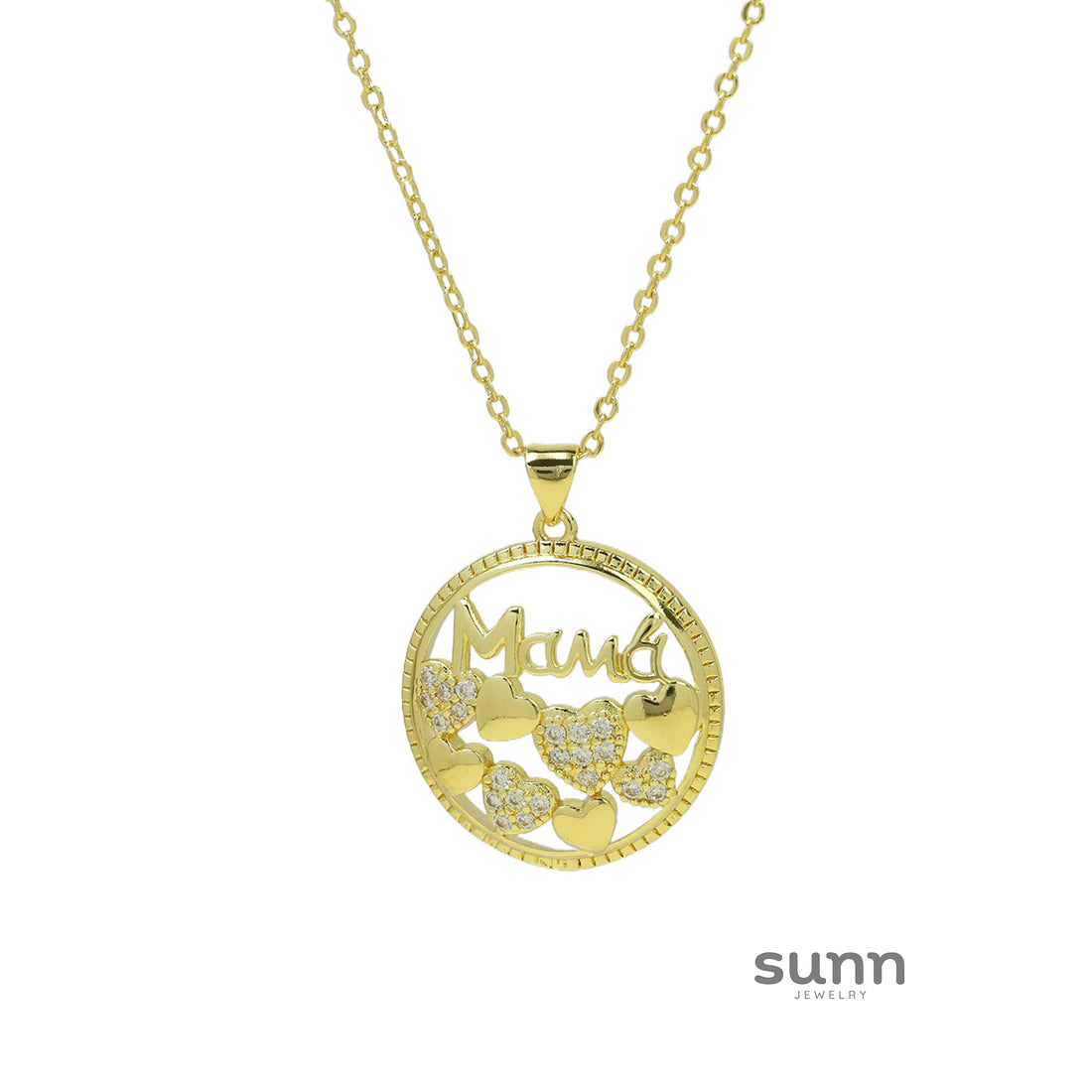 Saydee Zircon Mother Pendant Necklace [GQ0AYHMS]