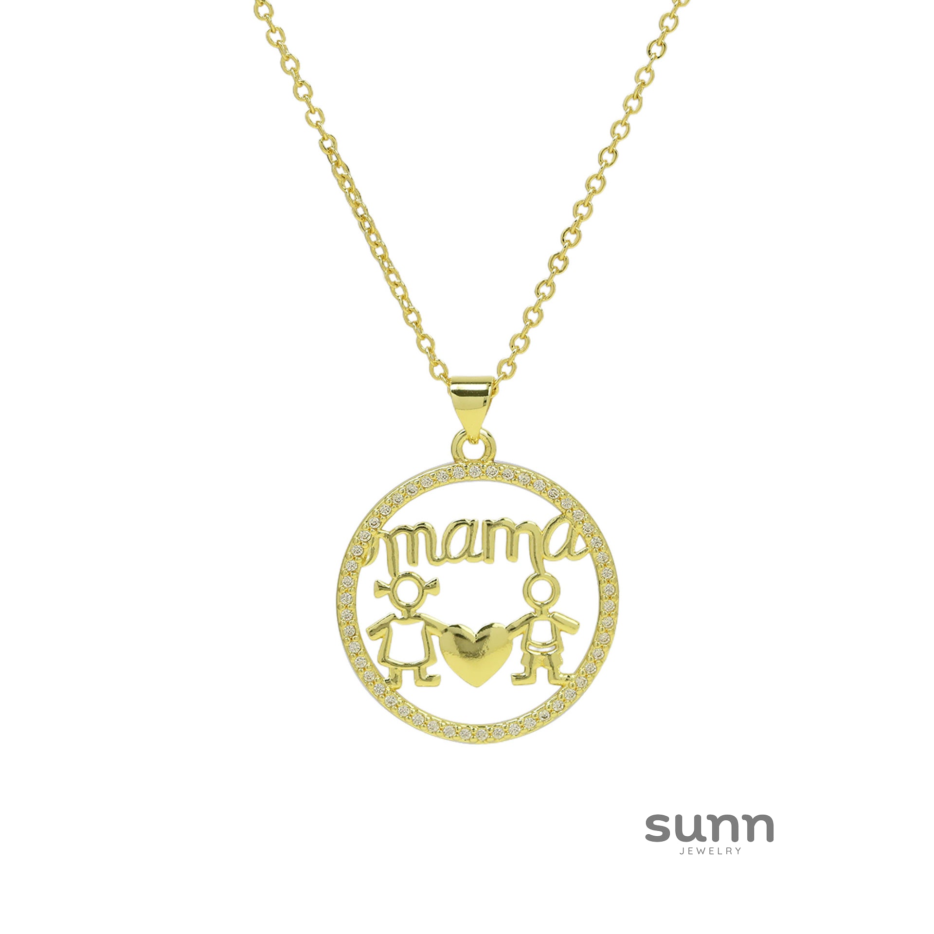 Saydee Zircon Mother Pendant Necklace [RCG8SV2A]