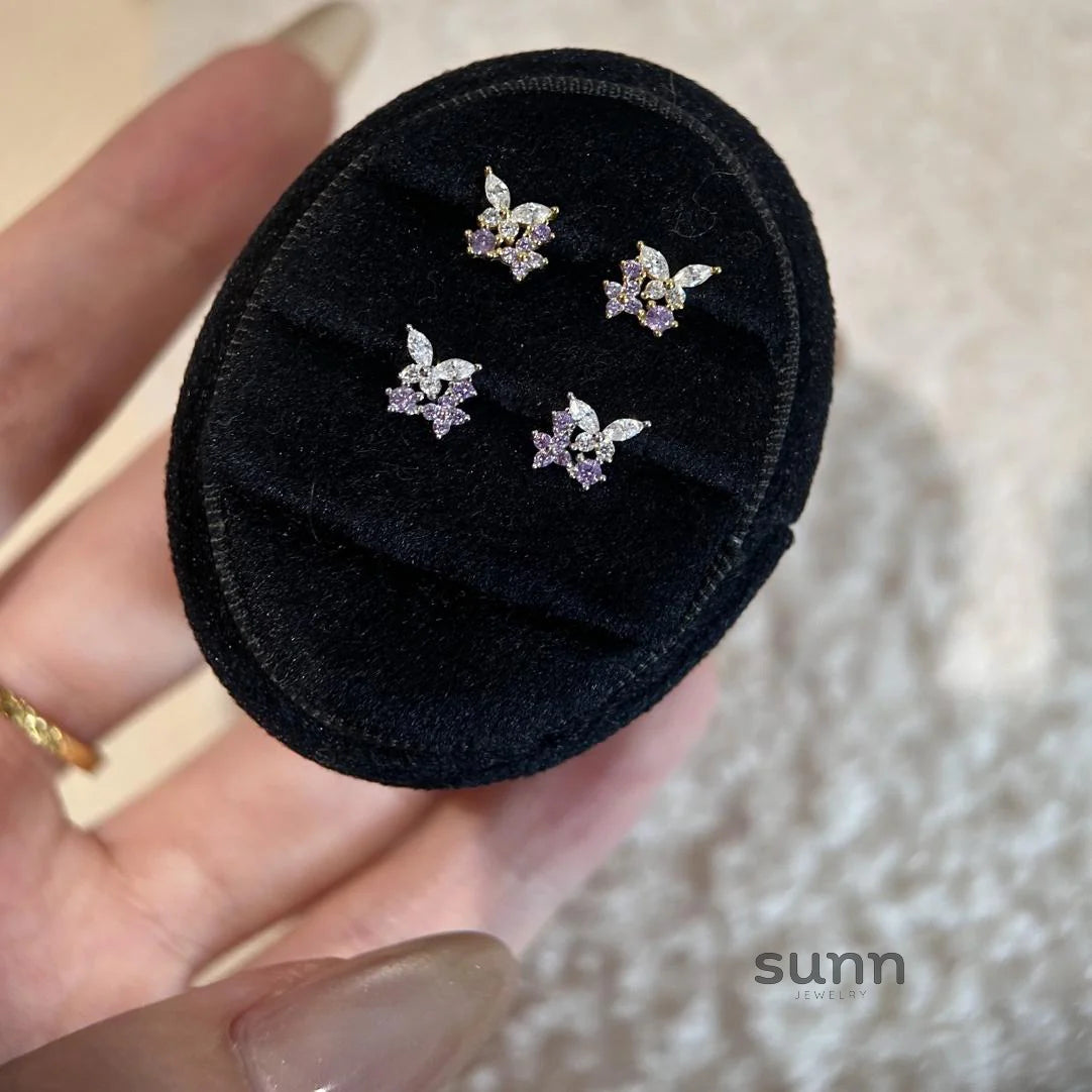 Saylor Lavender Butterfly Stud Earrings