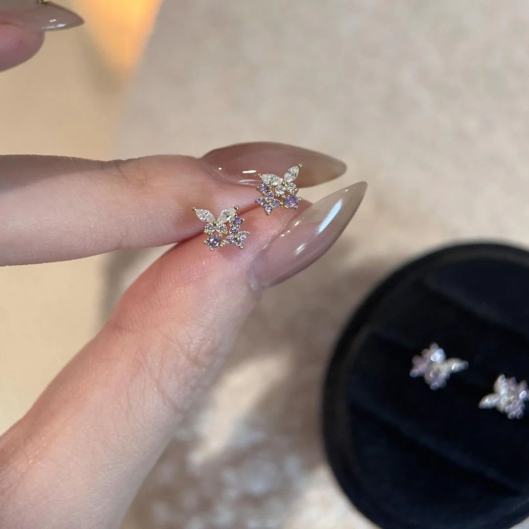 Saylor Lavender Butterfly Stud Earrings