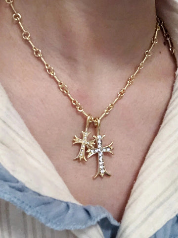 Scarlet Twin Cross Necklace