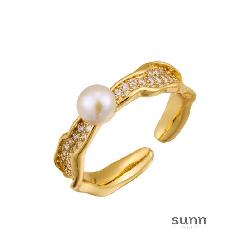 Scarlett Wavy Pearl Ring [LWWS12NS]