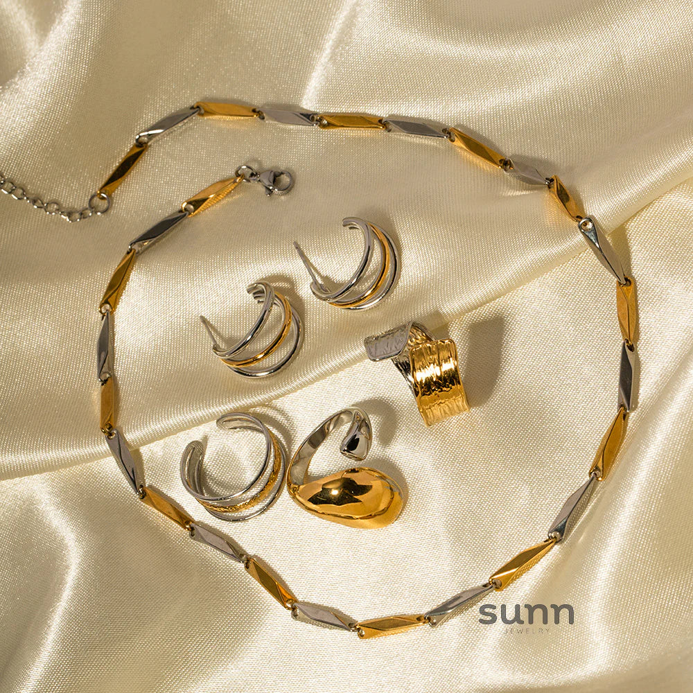 Sehaj Geometric Two-Tone Earrings
