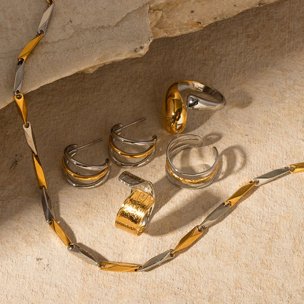 Sehaj Geometric Two-Tone Earrings