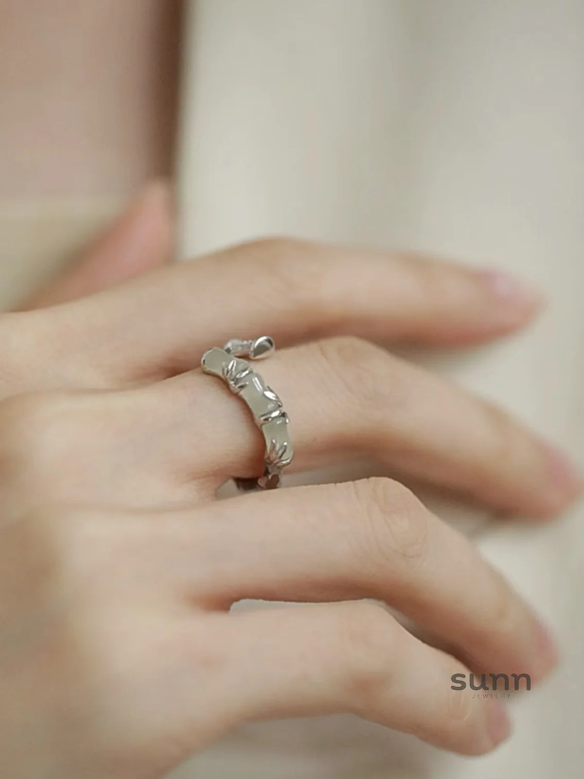 Selena Bamboo Jade Ring