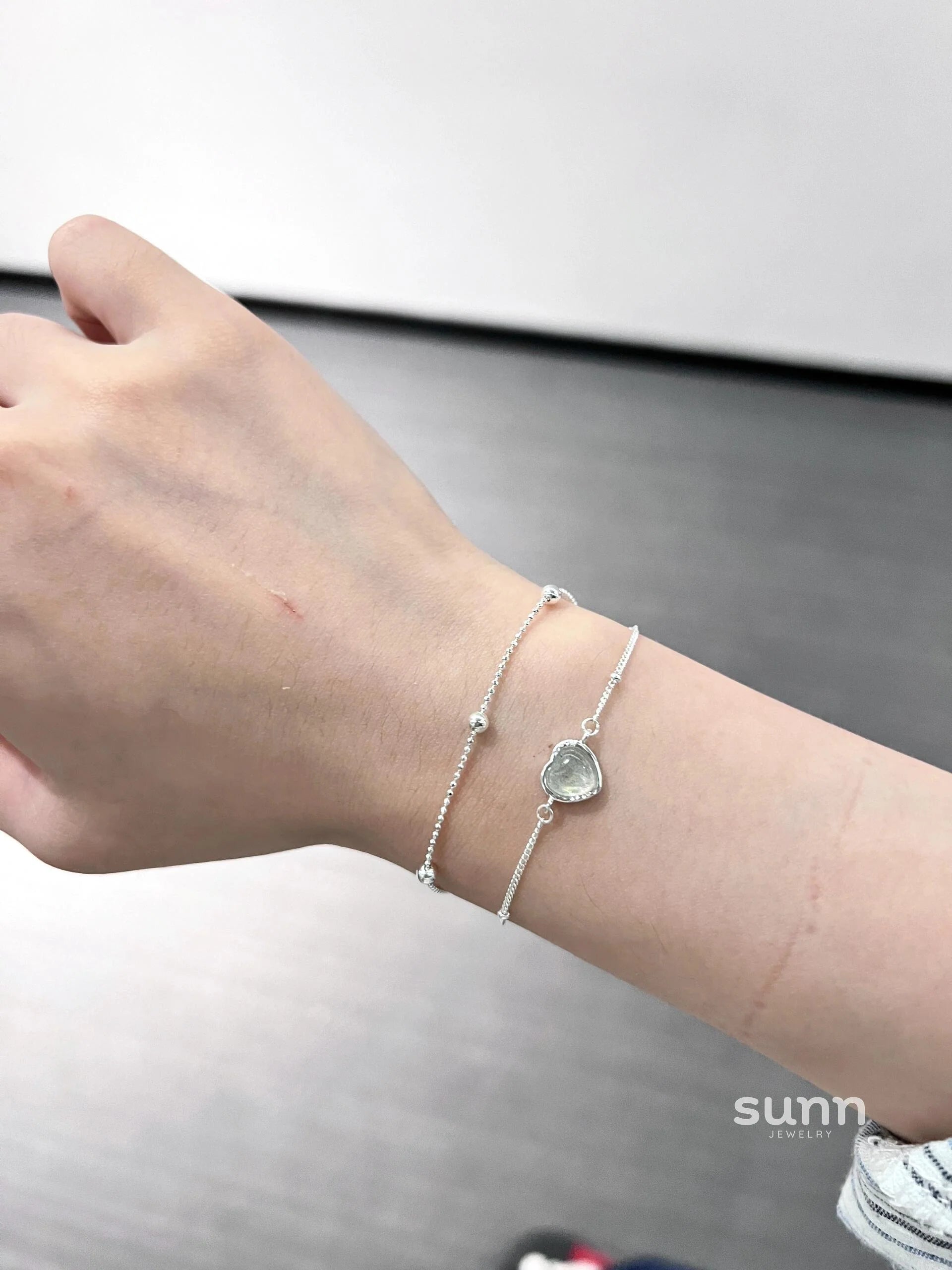 September Dainty Moonstone Layered Bracelet