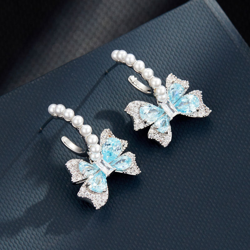 September Sparkling Bow Studs [KH6KYI5O]