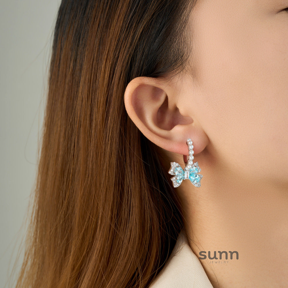 September Sparkling Bow Studs [KH6KYI5O]