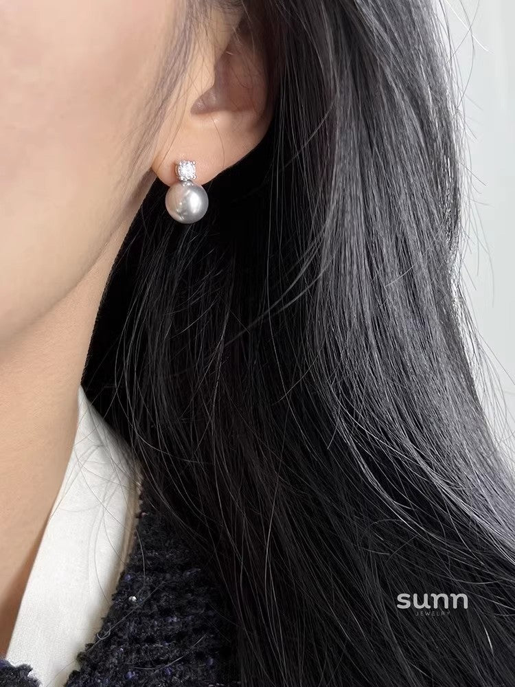Serena Halo Pearl Earrings [ATMR07YD]