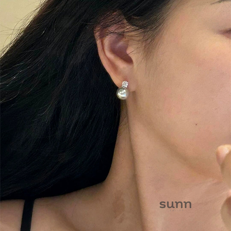 Serena Halo Pearl Earrings [013C86S5]