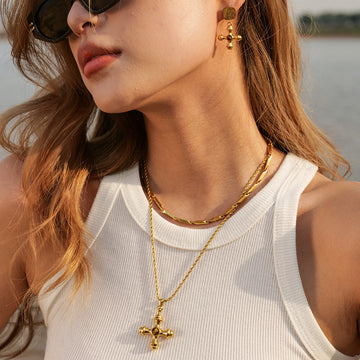 Seven Tiger Eye Cross Necklace [JHPD03DE]