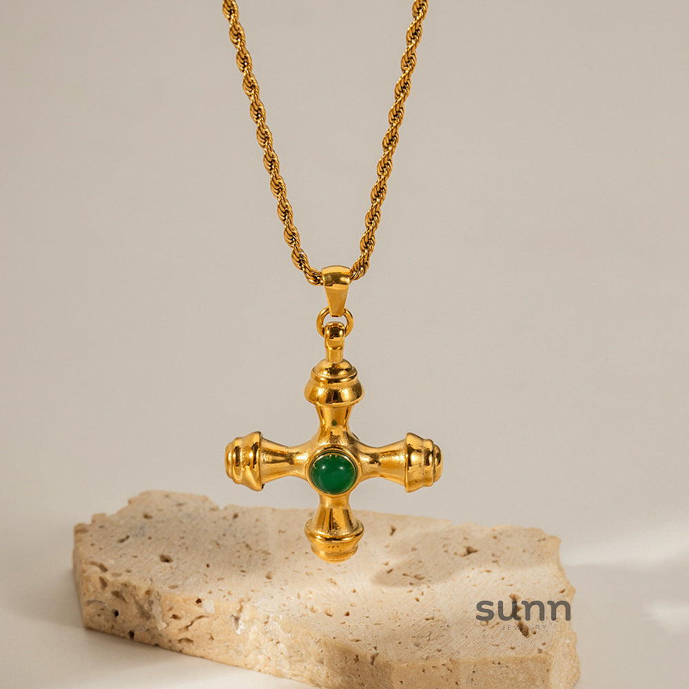 Seven Tiger Eye Cross Necklace [A6R61N7W]