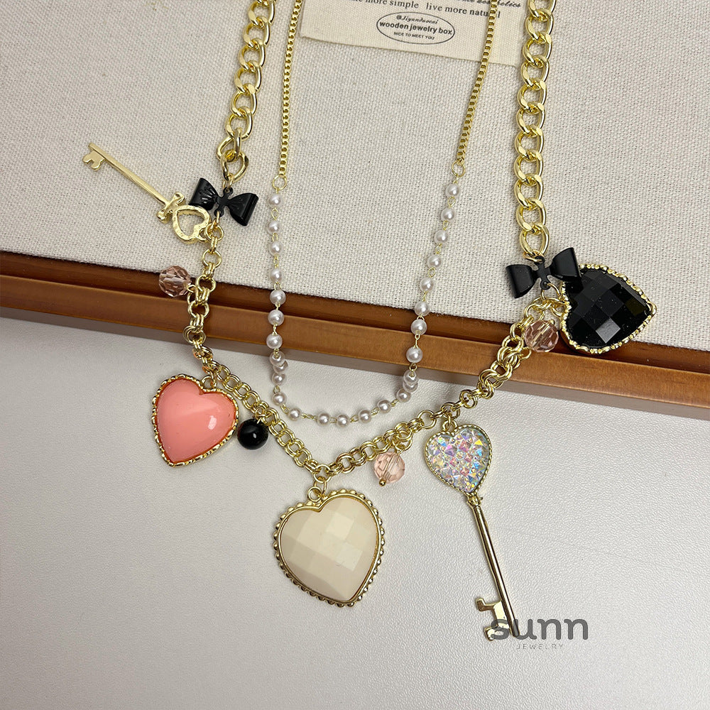Shahd Regal Heart Layered Necklace [468YRL42]