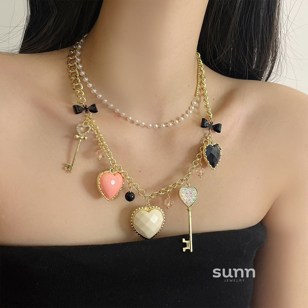 Shahd Regal Heart Layered Necklace [I95T4NAL]