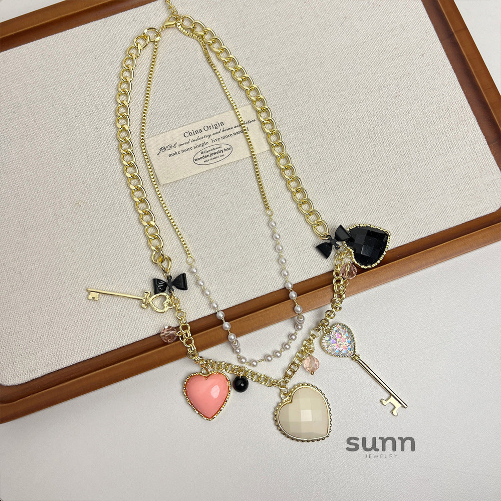 Shahd Regal Heart Layered Necklace [8J3C1LAU]