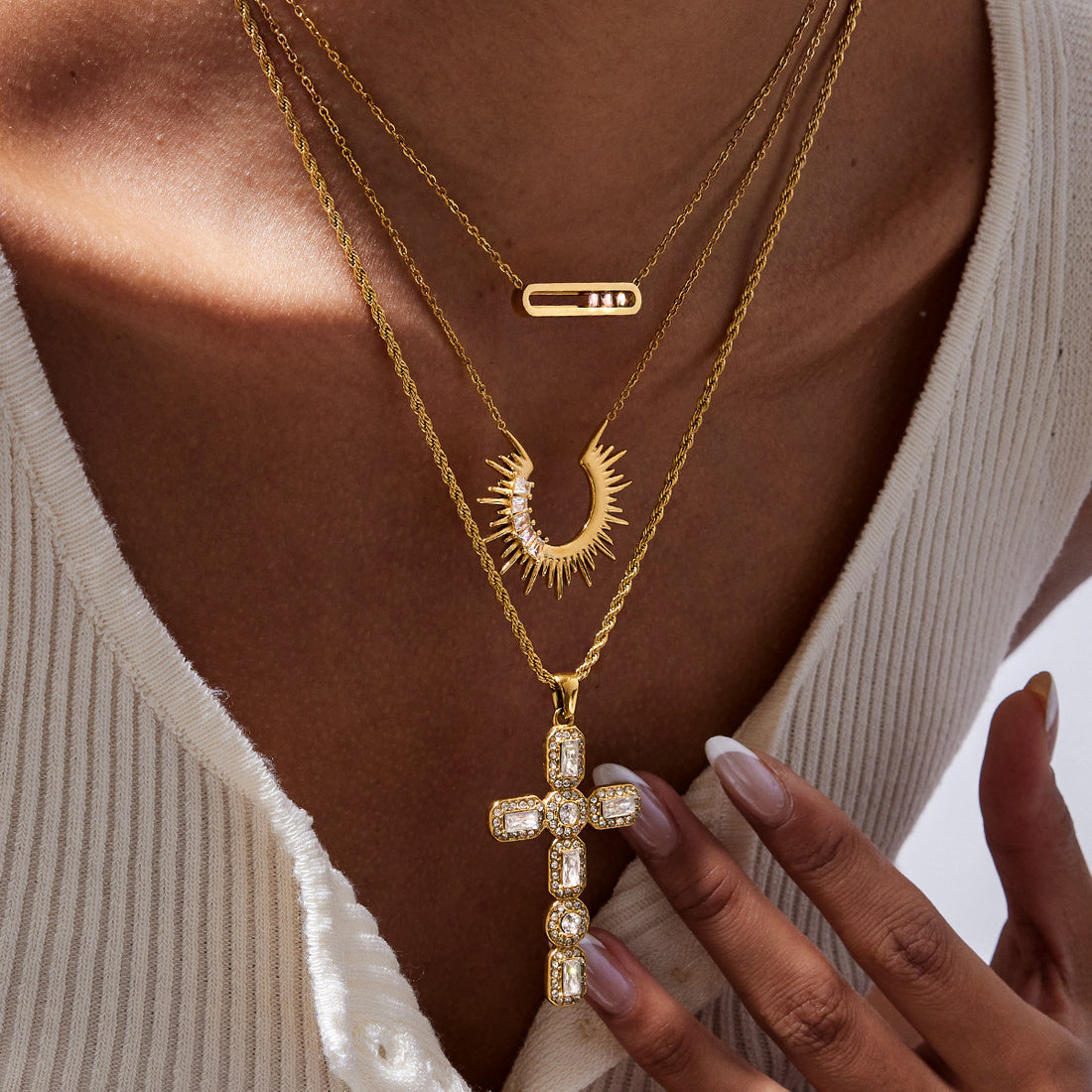 Shaina Rhinestone Interlocking Necklace [ZXGIB0T3]