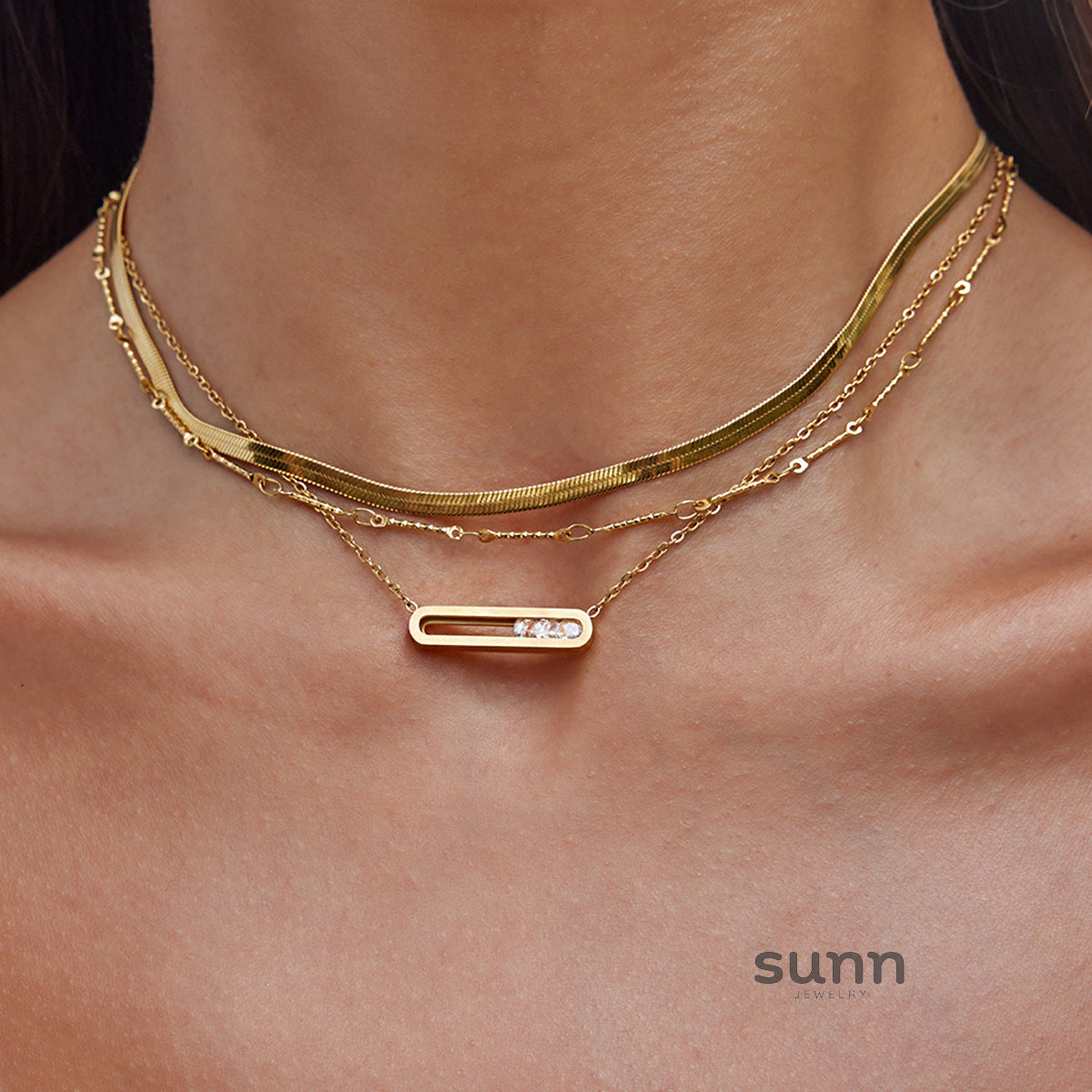Shaina Rhinestone Interlocking Necklace [AHFBOBU3]